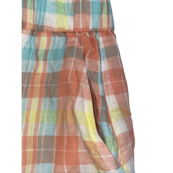 Issac Mizrahi Plaid 100% Linen Shorts Large Womens Pull On Elastic Waist Pockets - Picture 3 of 6